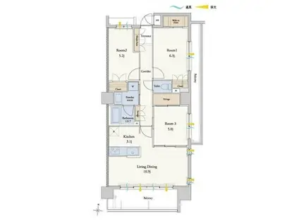 RJRプレシア高取(3LDK/6階)の間取り写真