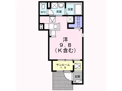シャルロット本宮 壱番館(ワンルーム/1階)の間取り写真