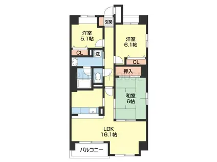 ル・シャトー・サンツリー(3LDK/2階)の間取り写真