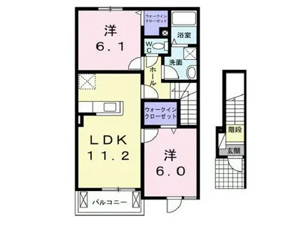 コーポサンスカイB(2LDK/2階)の間取り写真