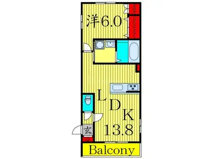 SUN STONE(1LDK/2階)の間取り写真