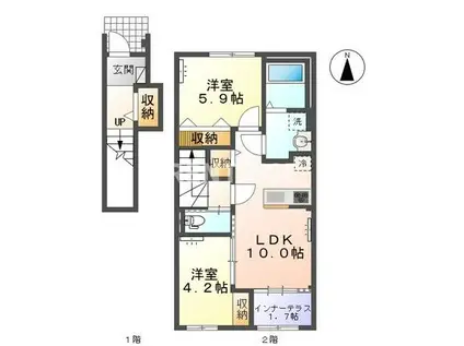 今伊勢町宮後字芝野アパート(2LDK/2階)の間取り写真