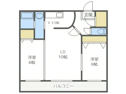 MILLION STAR HILLS(2LDK/2階)の間取り写真