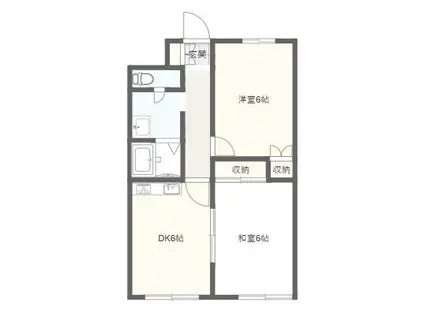 シティクレスト花かいどう(2DK/1階)の間取り写真