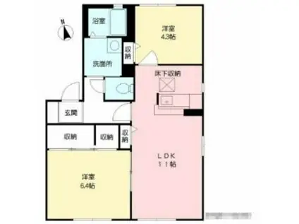 ガーデンシティ今井C棟(2LDK/1階)の間取り写真