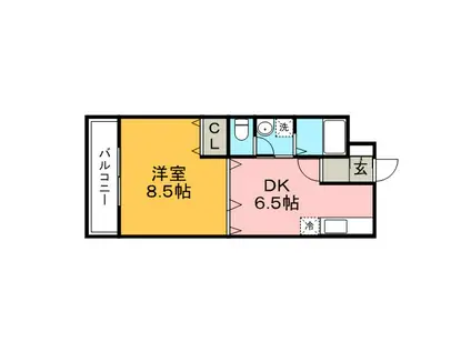 クラウンV(1DK/1階)の間取り写真