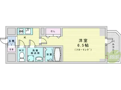 S-RESIDENCE新大阪RISH(1K/6階)の間取り写真