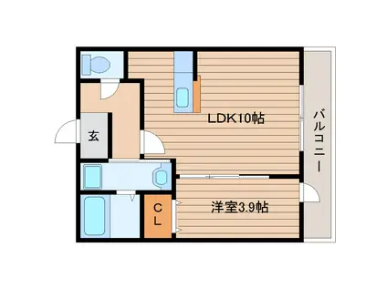 WISTERIA森林公園(1LDK/1階)の間取り写真