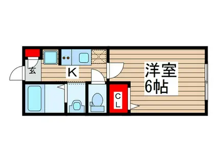 サンライズ西千葉(1K/2階)の間取り写真