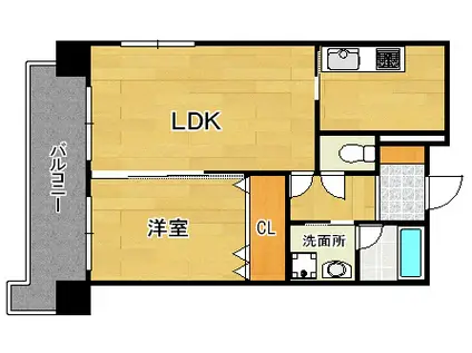 ノースステイツ西小倉(1LDK/6階)の間取り写真