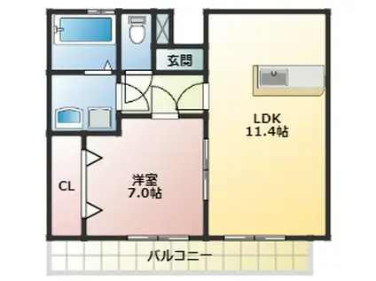フィオーレ(1LDK/2階)の間取り写真