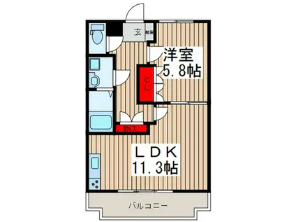 フローラル穂花(1LDK/2階)の間取り写真