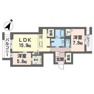 リリーフィア(2LDK/2階)の間取り写真