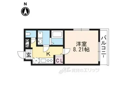 アメリ御所西(1K/2階)の間取り写真