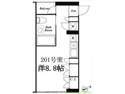 フォレシティ尾山台(ワンルーム/2階)の間取り写真