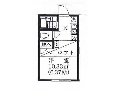 パレットハイツ(1K/2階)の間取り写真