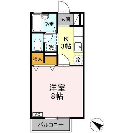 第三麦秀閣 B(1K/2階)の間取り写真