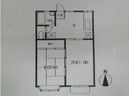 グランデール立川(2DK/2階)の間取り写真