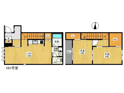 DUPLEST F ARVITA(2LDK/1階)の間取り写真