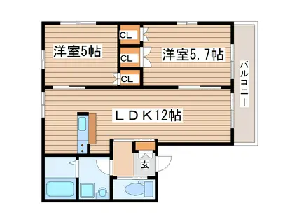 シャルマンハイム(1LDK/1階)の間取り写真