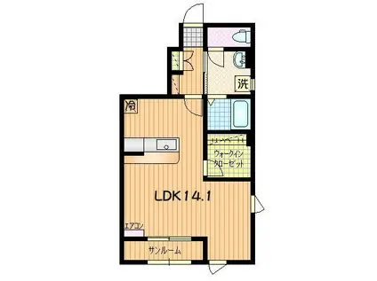 パルテO(ワンルーム/1階)の間取り写真