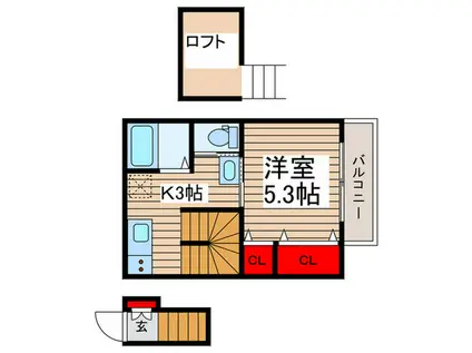 フォーカス(1K/2階)の間取り写真