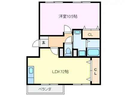 サンフラワーII(1LDK/3階)の間取り写真