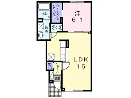 カナールヴィレC(1LDK/1階)の間取り写真