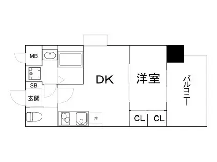 プライマル南森町(1DK/4階)の間取り写真