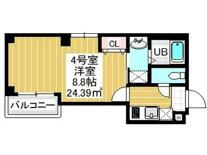PRESENT A TOI V(1K/3階)の間取り写真