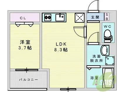 DOLCE VITA 池田ドルチェ ヴィータ(1LDK/1階)の間取り写真