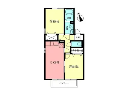 スリーシャトーC(2DK/2階)の間取り写真