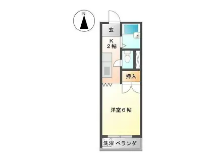 サニービラ白山(1K/2階)の間取り写真