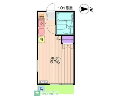 ハイムマンドリン(ワンルーム/1階)の間取り写真