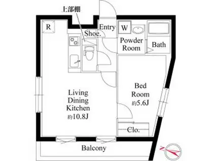 グランパセオ目黒洗足(1LDK/4階)の間取り写真