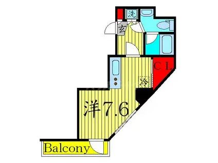 リファイズ綾瀬(ワンルーム/2階)の間取り写真