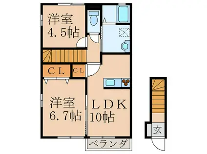 アルシオネYUKUHASHIII(2LDK/2階)の間取り写真