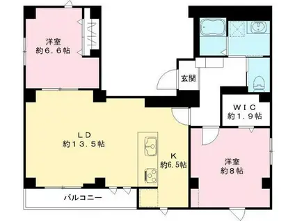 フラッツ平河町(2LDK/3階)の間取り写真