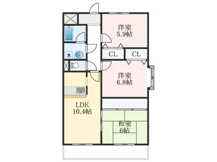 ホルティー上野芝(3LDK/3階)の間取り写真