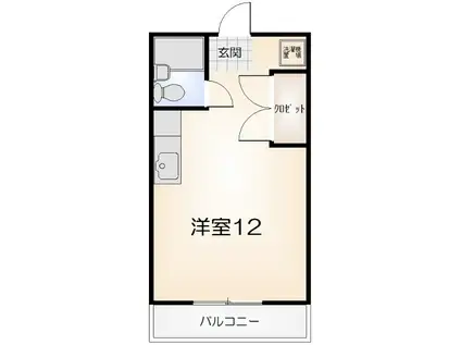 柳田ハイツ(ワンルーム/2階)の間取り写真