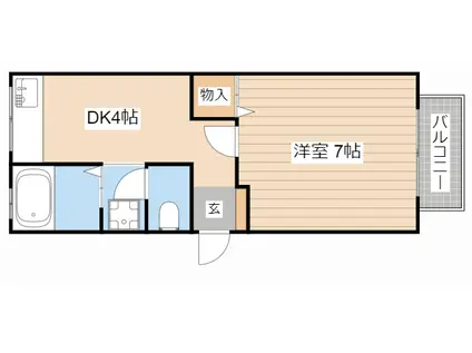 浅井西ハイツ(1DK/2階)の間取り写真