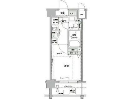 ハーモニーレジデンス羽田ウエスト(1K/3階)の間取り写真