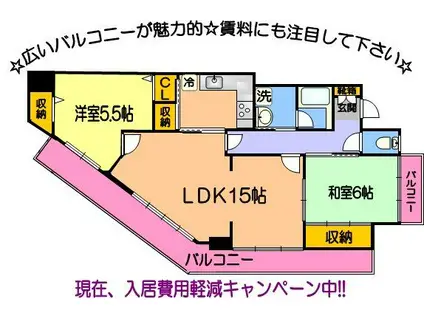 ファミール黒髪(2LDK/2階)の間取り写真