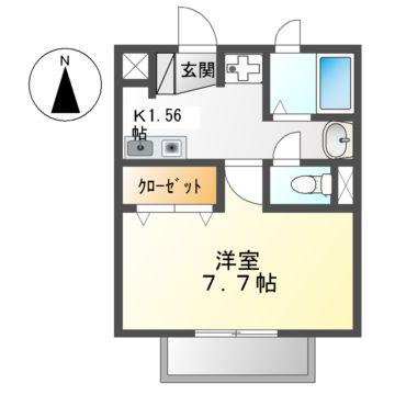 コモド II(1K/2階)の間取り写真