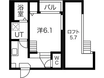 STAGE 四番(1K/2階)の間取り写真
