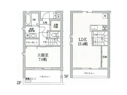 エリシオン高津(1LDK/2階)の間取り写真