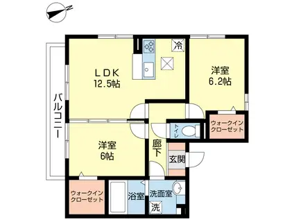 グレースコート(2LDK/1階)の間取り写真