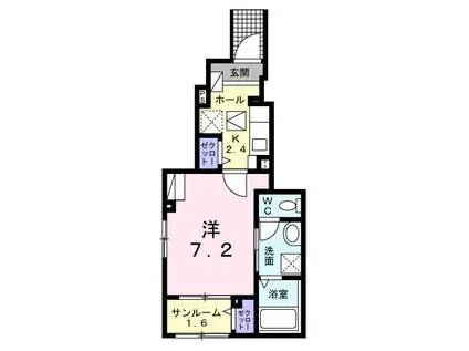 ブリュームII(1K/1階)の間取り写真