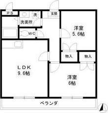 サンアペックス西城(2LDK/3階)の間取り写真