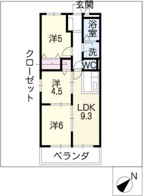 プロビデンス日比野(3LDK/2階)の間取り写真